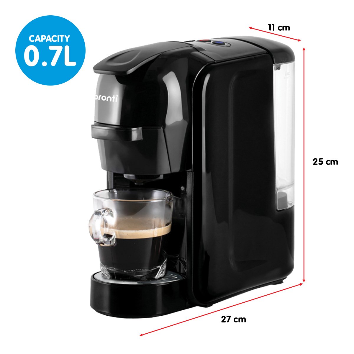 Coffee Machine Nespresso Pronti HomeMaid 3-in-1 Multi-Capsule Pods and Ground Coffee Nespresso & Caffitaly Compatible CM-511HM