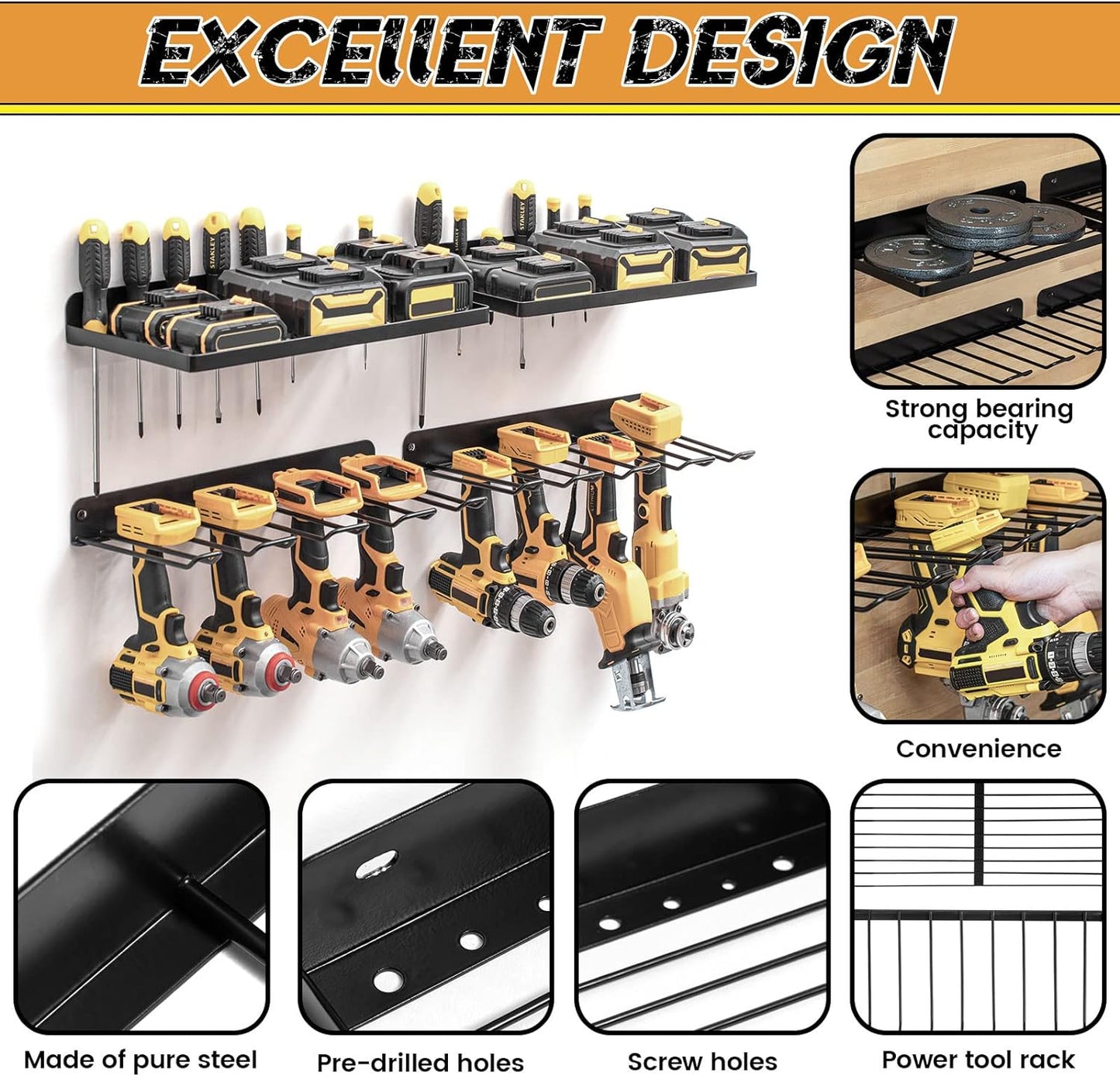 Power Tool Organizer, Drill Holder, Wall Mount.