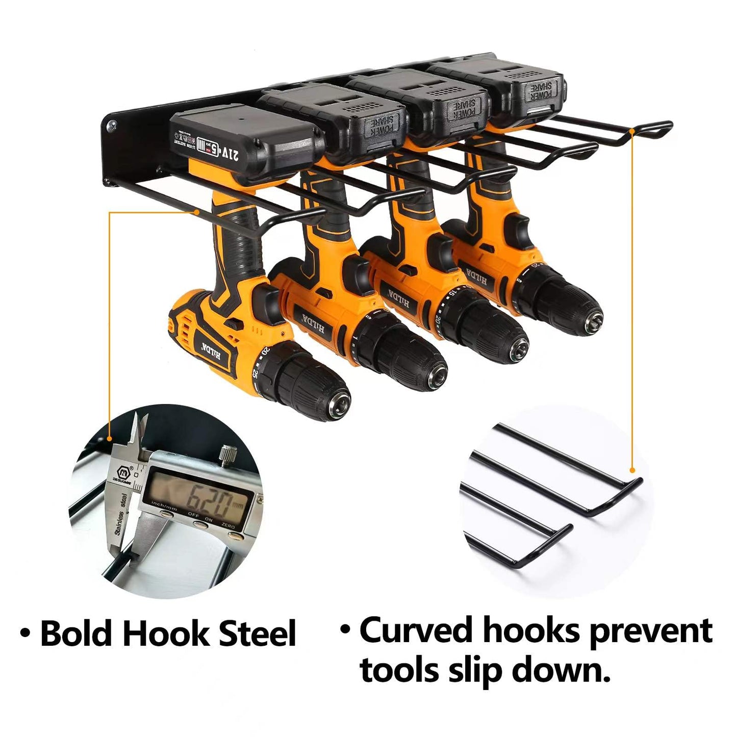 Power Tool Organizer, Drill Holder, Wall Mount.