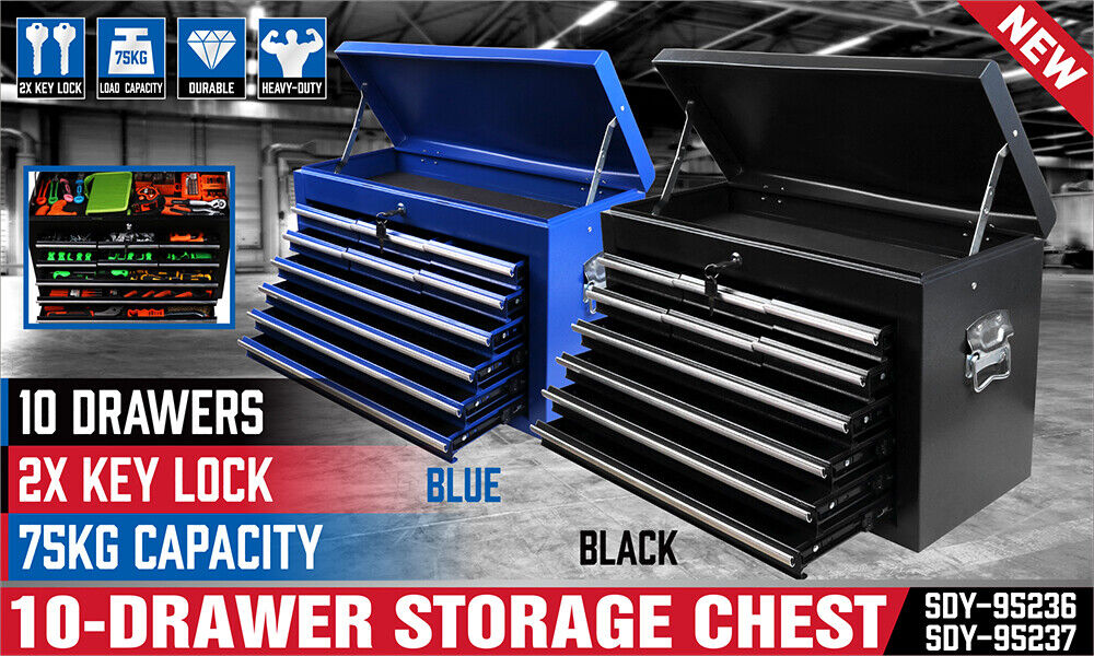 HORUSDY 10-Drawer Toolbox Tool Chest with Lockable Drawers.