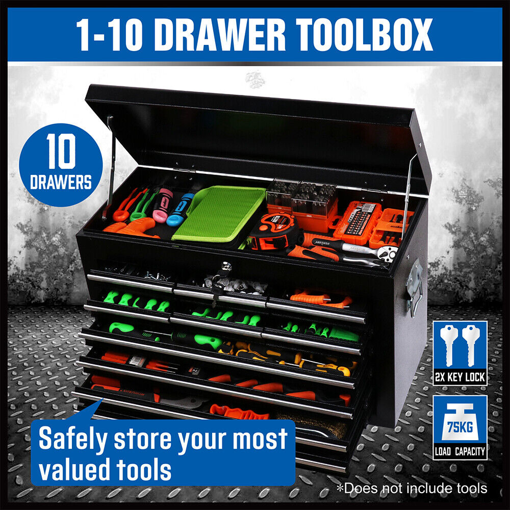 HORUSDY 10-Drawer Toolbox Tool Chest with Lockable Drawers.