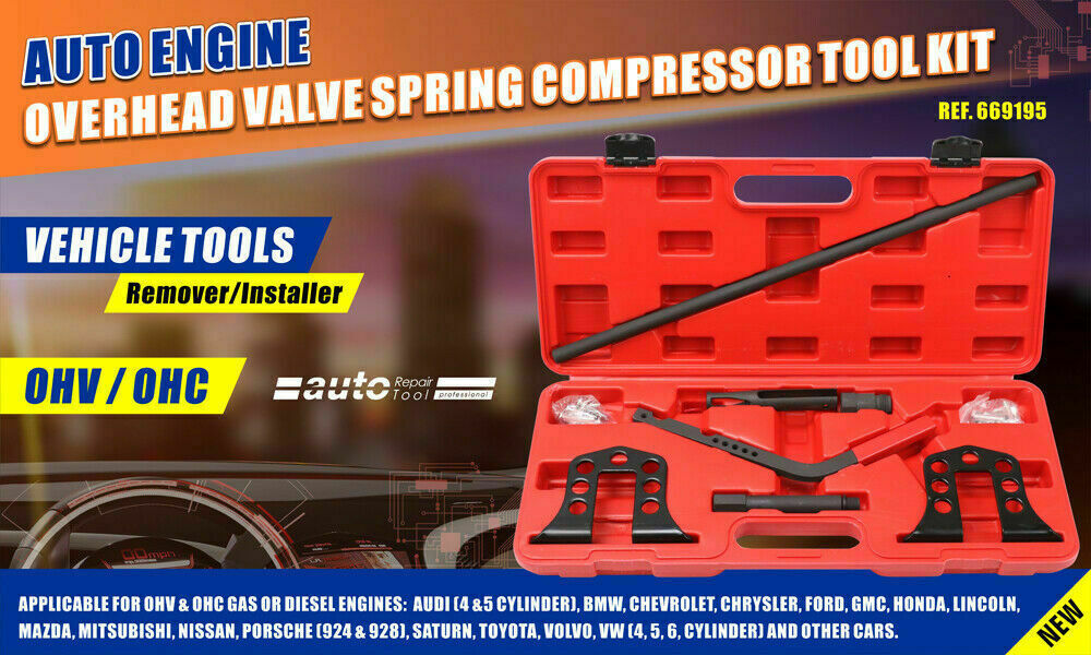 Auto repair kit Overhead Valve Spring Compressor Universal Tool Kit.
