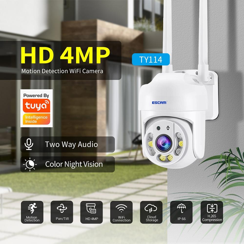 Security Camera 4Mp Wifi Camera With Two-Way Voice Night Vision And Motion Detection