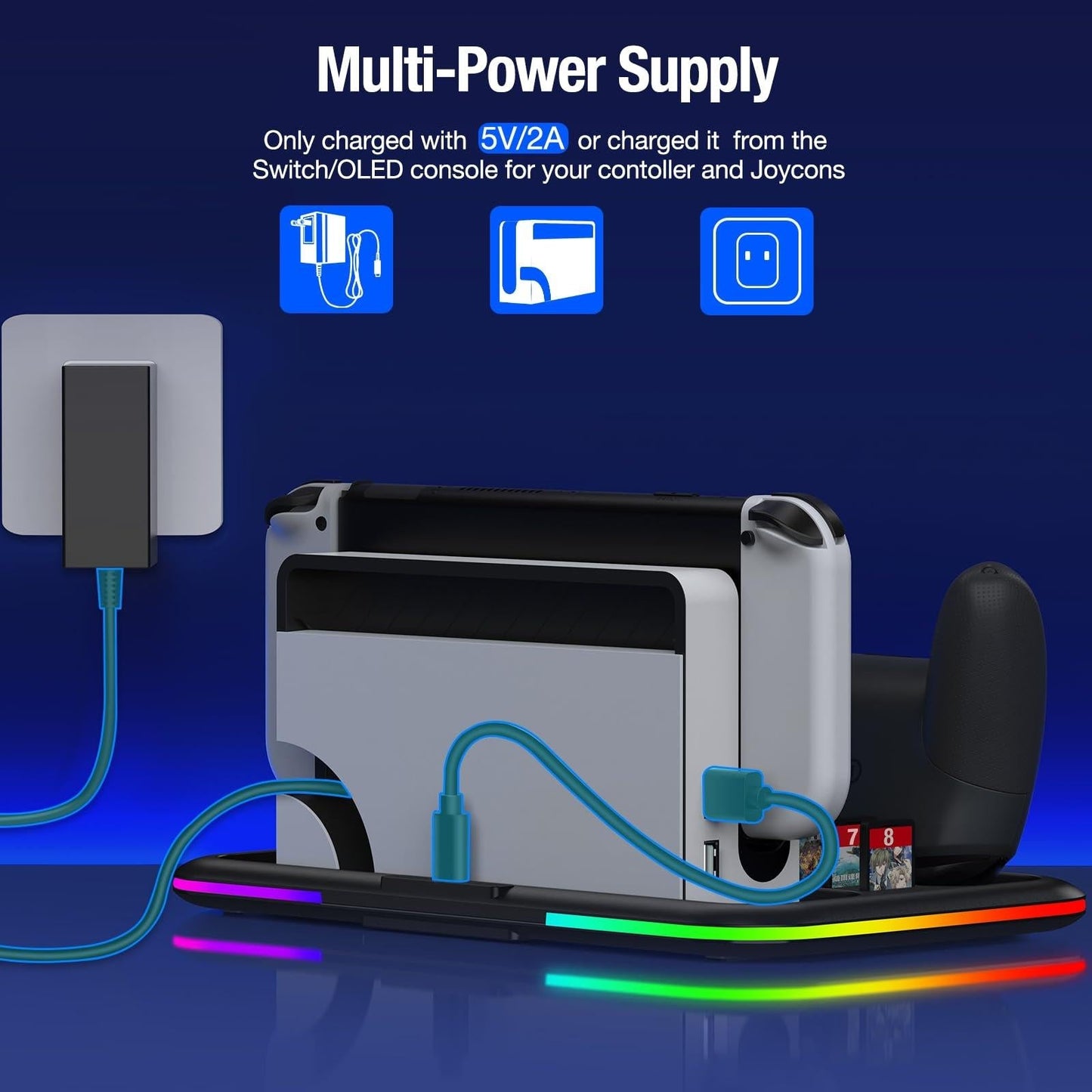 Nintendo Switch Charging Dock Rgb Light for Switch Oled - Compact