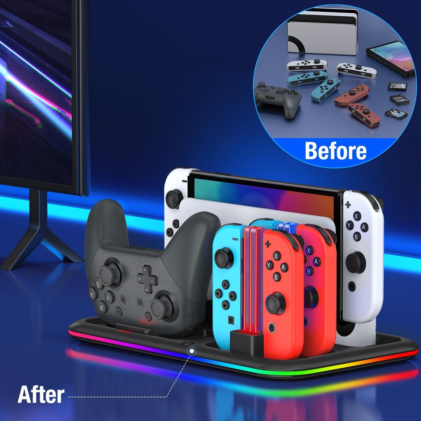 Nintendo Switch Charging Dock Rgb Light for Switch Oled - Compact