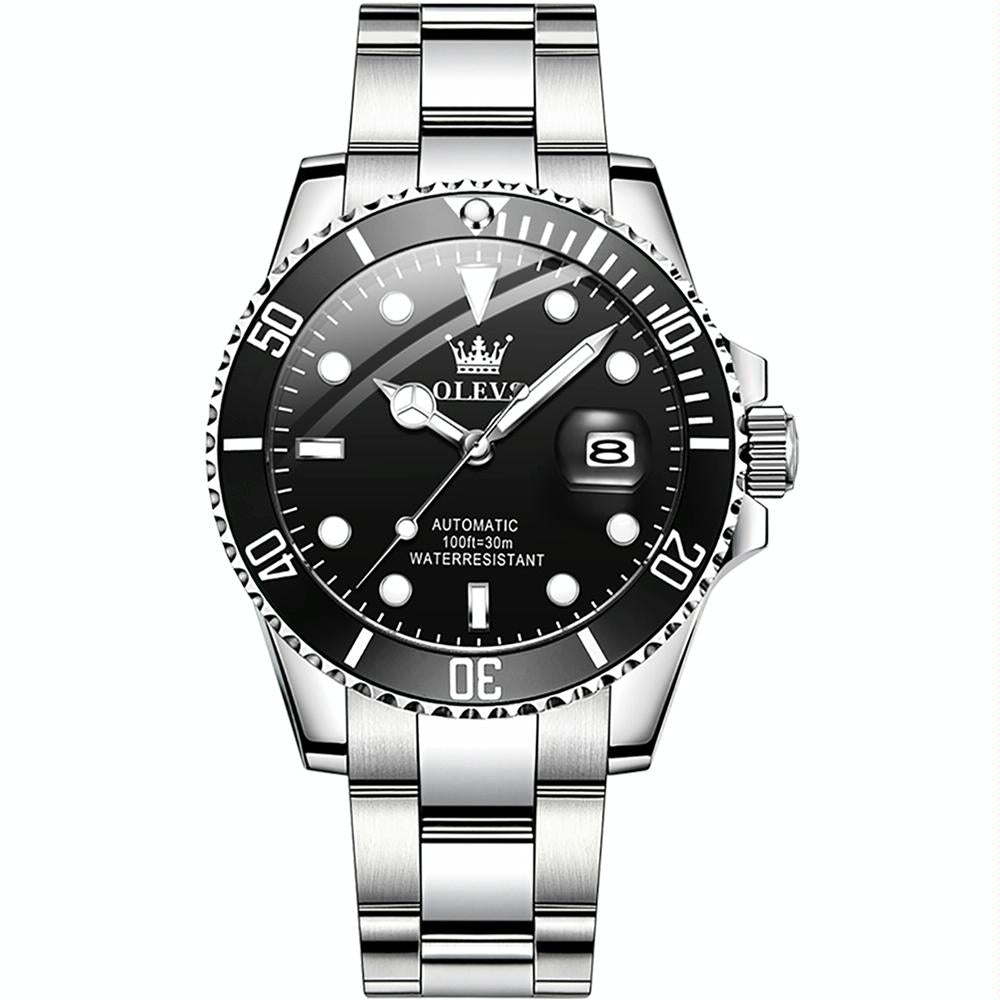 OLEVS Watch Waterproof Mechanical Watch for Men with Luminous Dial - Black