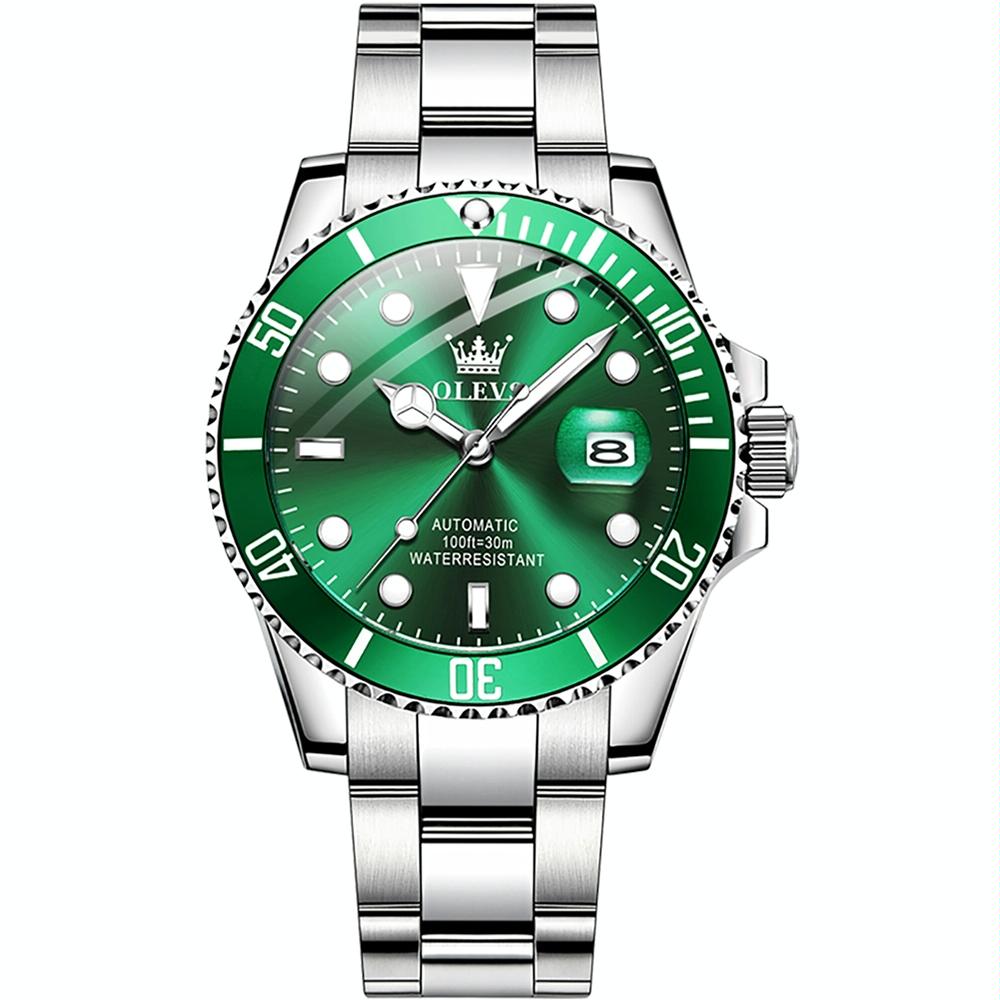 OLEVS Watch Waterproof Mechanical Watch for Men with Luminous Dial - Green