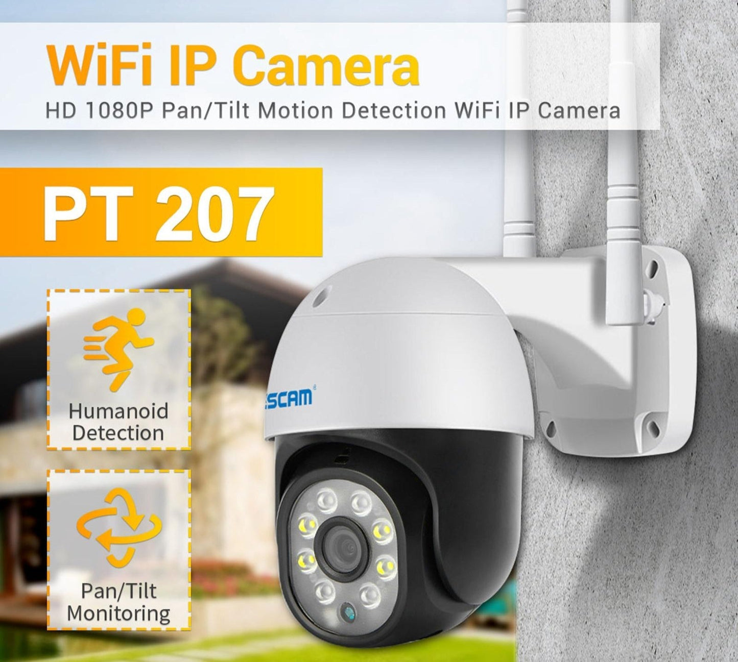 Camera 1080P Wifi Ip With Two-Way Audio Motion Detection Night Vision And Tf Card Support