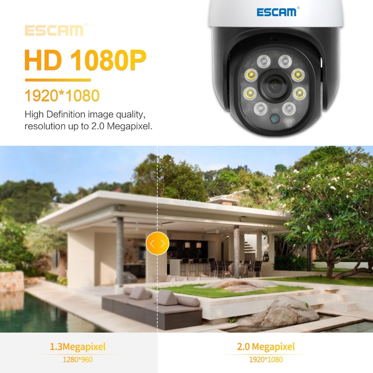 Camera 1080P Wifi Ip With Two-Way Audio Motion Detection Night Vision And Tf Card Support