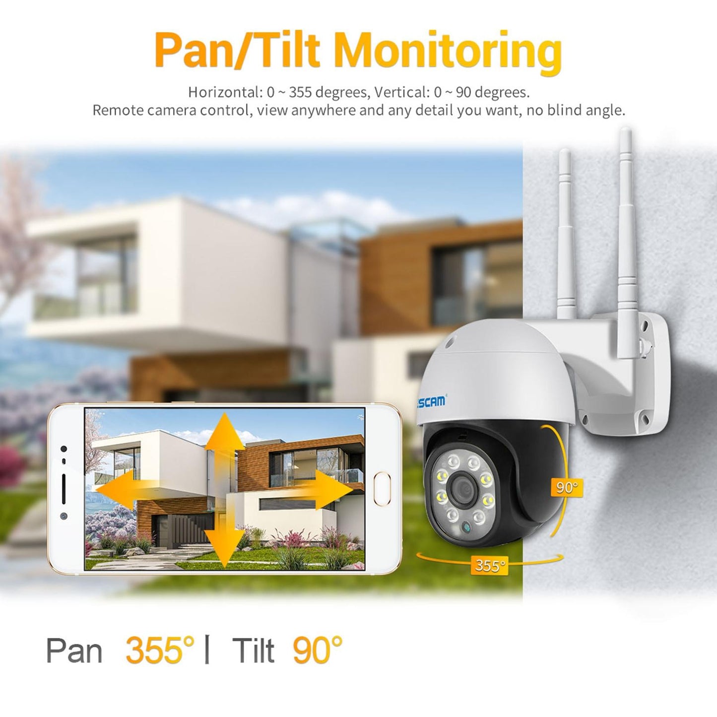 Camera 1080P Wifi Ip With Two-Way Audio Motion Detection Night Vision And Tf Card Support