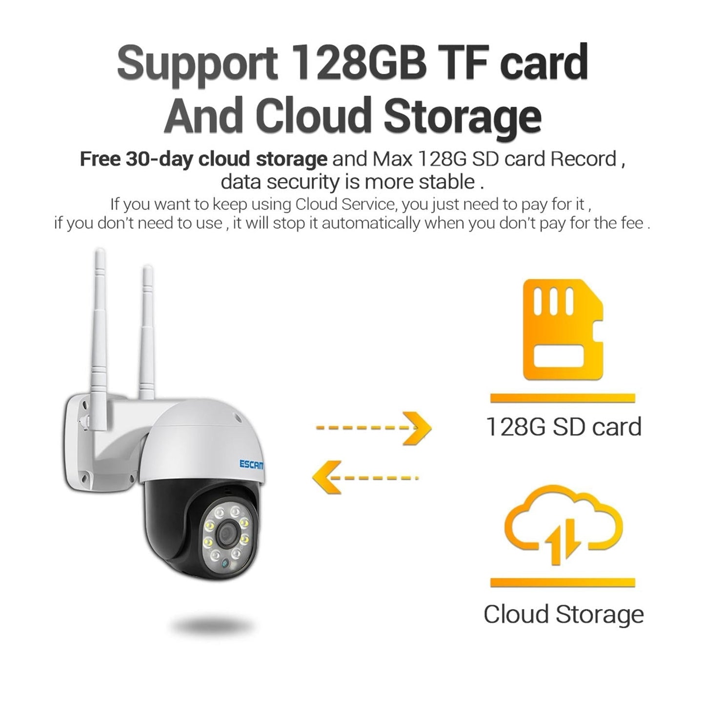 Camera 1080P Wifi Ip With Two-Way Audio Motion Detection Night Vision And Tf Card Support