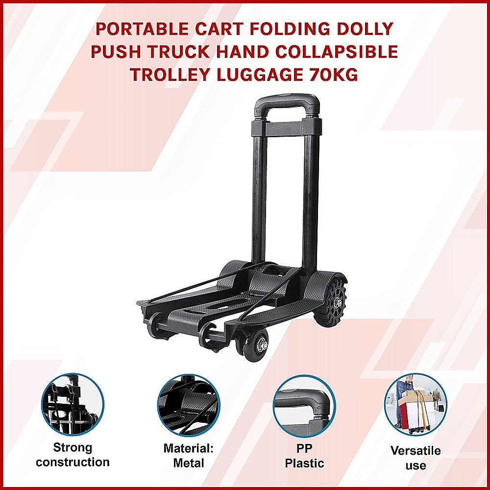 Portable Cart Folding Dolly, Push Truck Hand, Collapsible luggage trolley 70Kg.