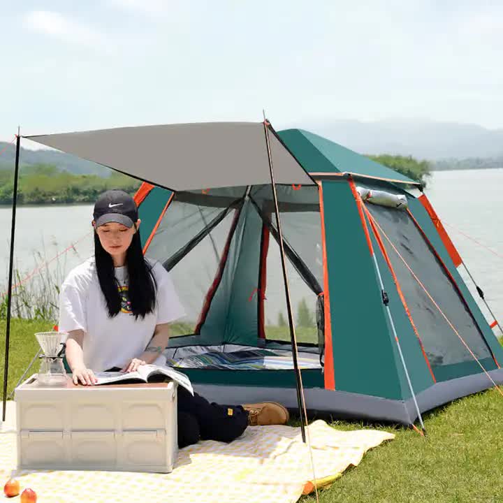 Tent Waterproof Camping tent with Awning - Small size (210x210x140cm), stylish and practical for outdoor use (Blue)
