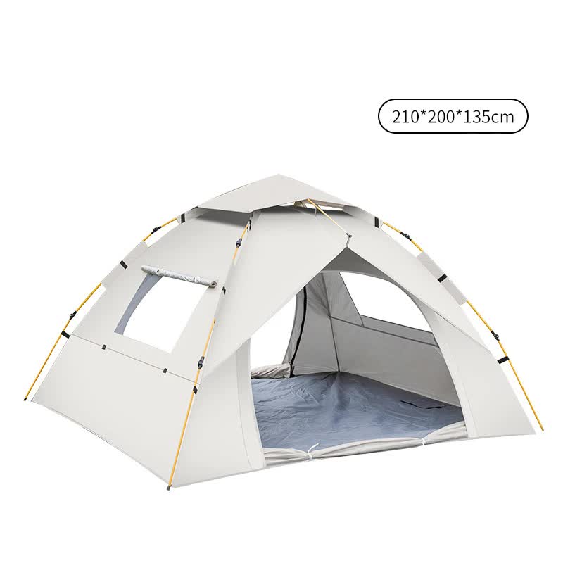Tent Beige 3-4 Person Lightweight Camping Tent (210*200*135cm) | UV Protection Silver Coated, Dual Doors & Windows