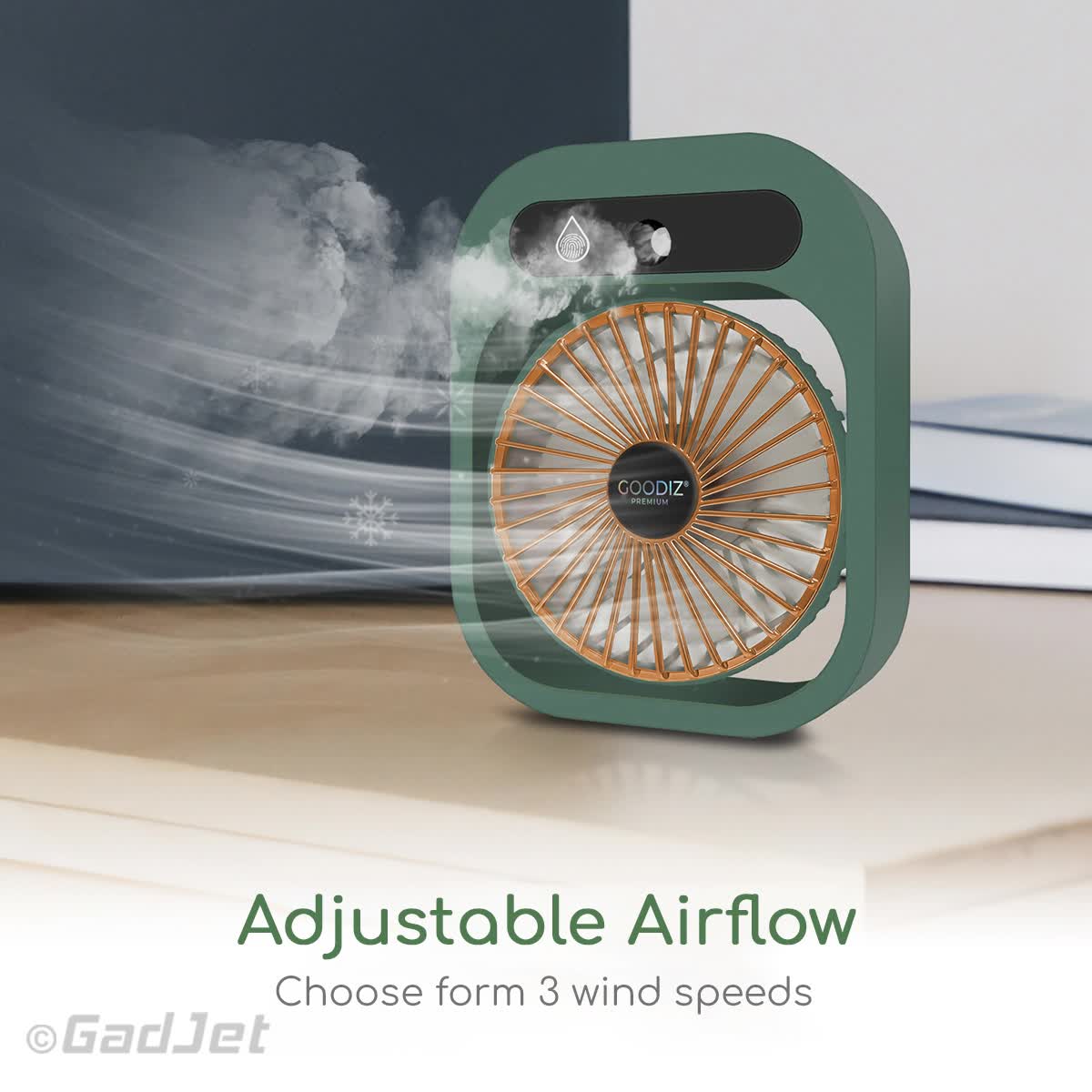 USB 2-in-1 Misting Fan & Humidifier – Portable Cooling and Humidifying Solution Green
