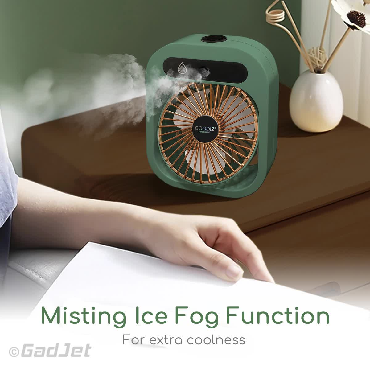 USB 2-in-1 Misting Fan & Humidifier – Portable Cooling and Humidifying Solution Green