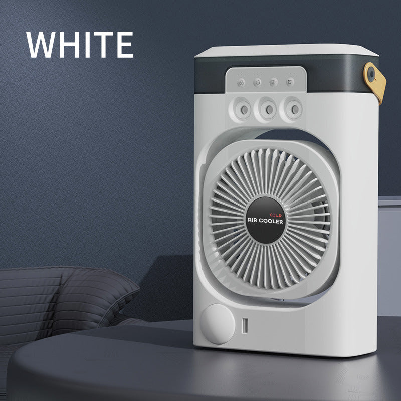 Mist Misting fan 3-in-1 Portable Air Cooler Fan - Desktop Humidifier & LED Light, Nano Mist White