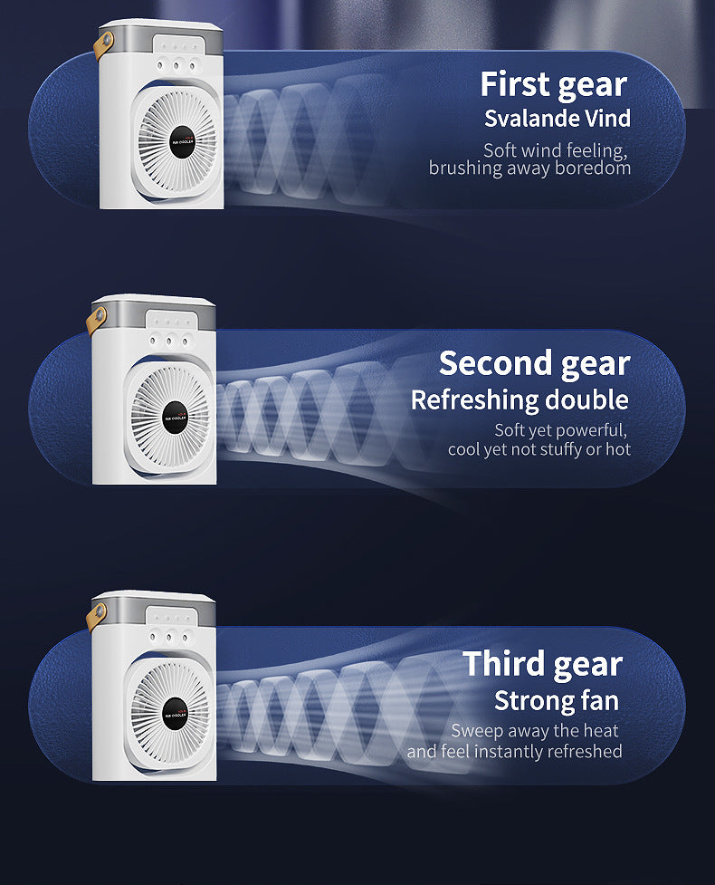 Mist Misting fan 3-in-1 Portable Air Cooler Fan - Desktop Humidifier & LED Light, Nano Mist White