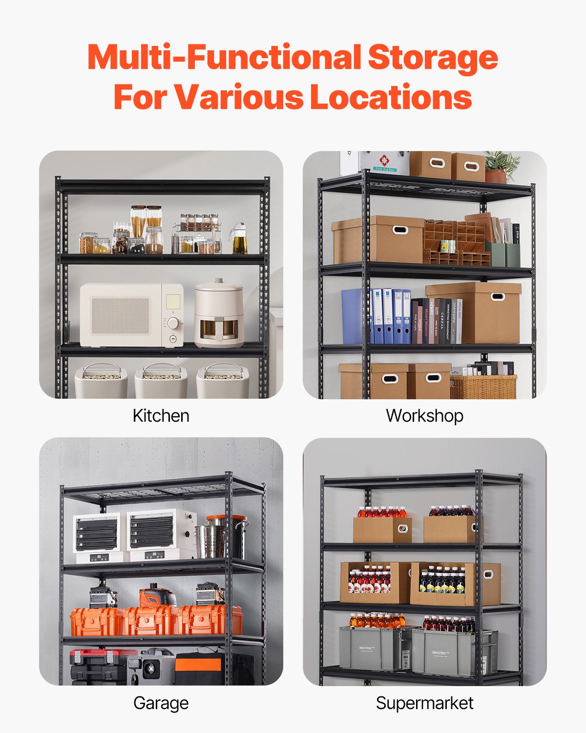 VEVOR Storage Shelves 5 Tier Adjustable Heavy Duty Garage Shelving Unit 1361 kg