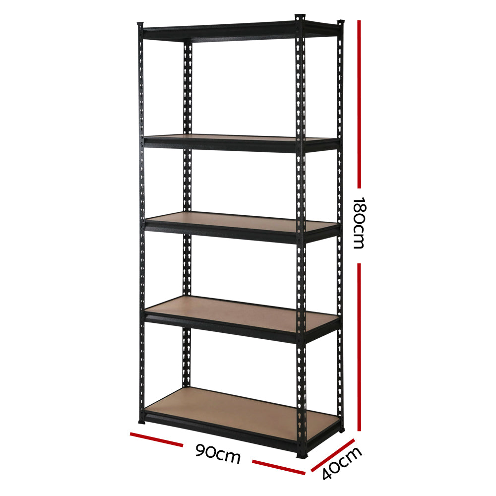 Garage Shelving - Giantz 4x1.8M x 0.9M Garage Shelving Warehouse Rack Pallet Racking Storage Shelve Black