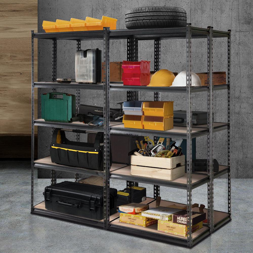Garage Shelving - Giantz 4x1.8M x 0.9M Garage Shelving Warehouse Rack Pallet Racking Storage Charcoal