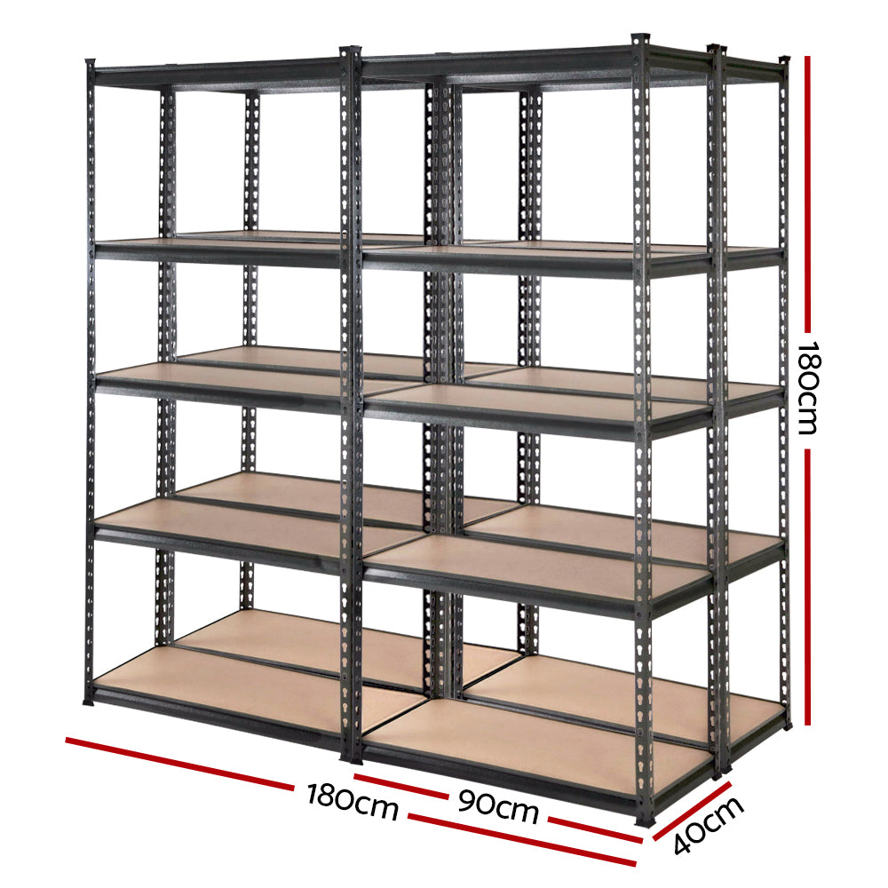 Garage Shelving - Giantz 4x1.8M x 0.9M Garage Shelving Warehouse Rack Pallet Racking Storage Charcoal