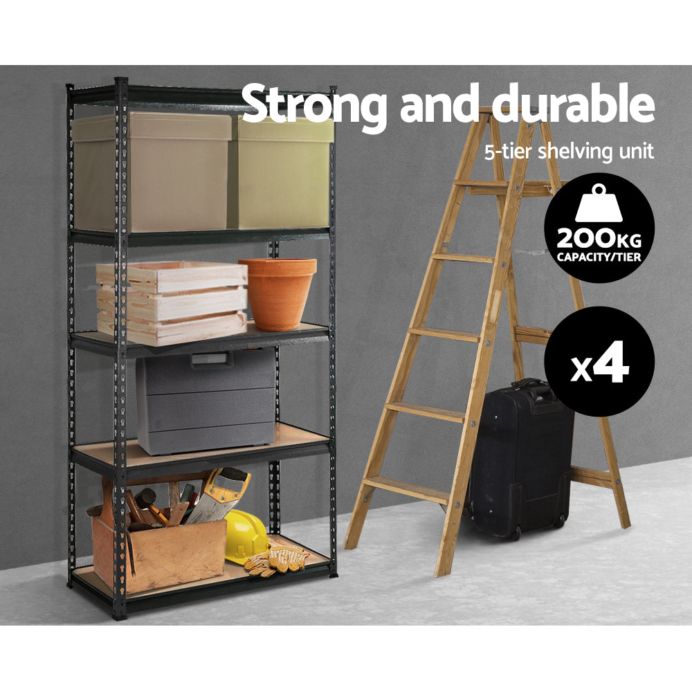 Garage Shelving - Giantz 4x1.8M x 0.9M Garage Shelving Warehouse Rack Pallet Racking Storage Charcoal