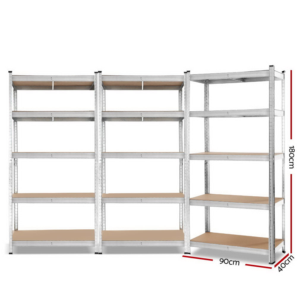 Garage Shelving - Giants 3x1.8M x 0.9M Warehouse Shelving Rack Racking Garage Storage Shelves- Silver