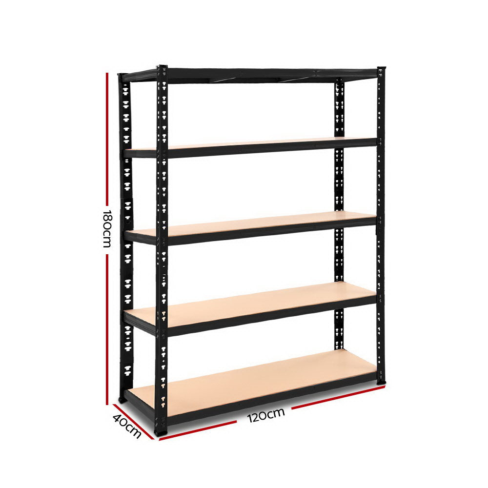 Garage Shelving - Giantz 1.8M x 1.2M Garage Shelving Warehouse Rack Pallet Racking Storage Shelve Black