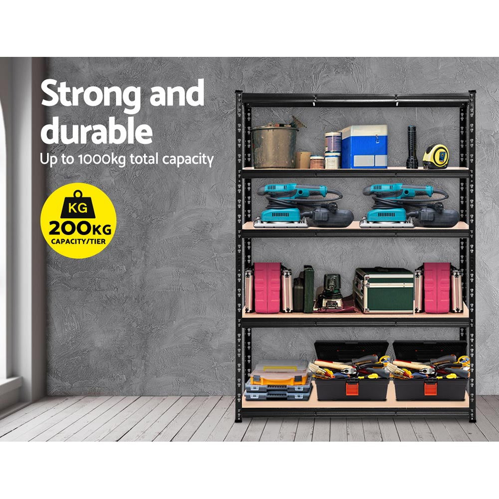 Garage Shelving - Giantz 1.8M x 1.2M Garage Shelving Warehouse Rack Pallet Racking Storage Shelve Black