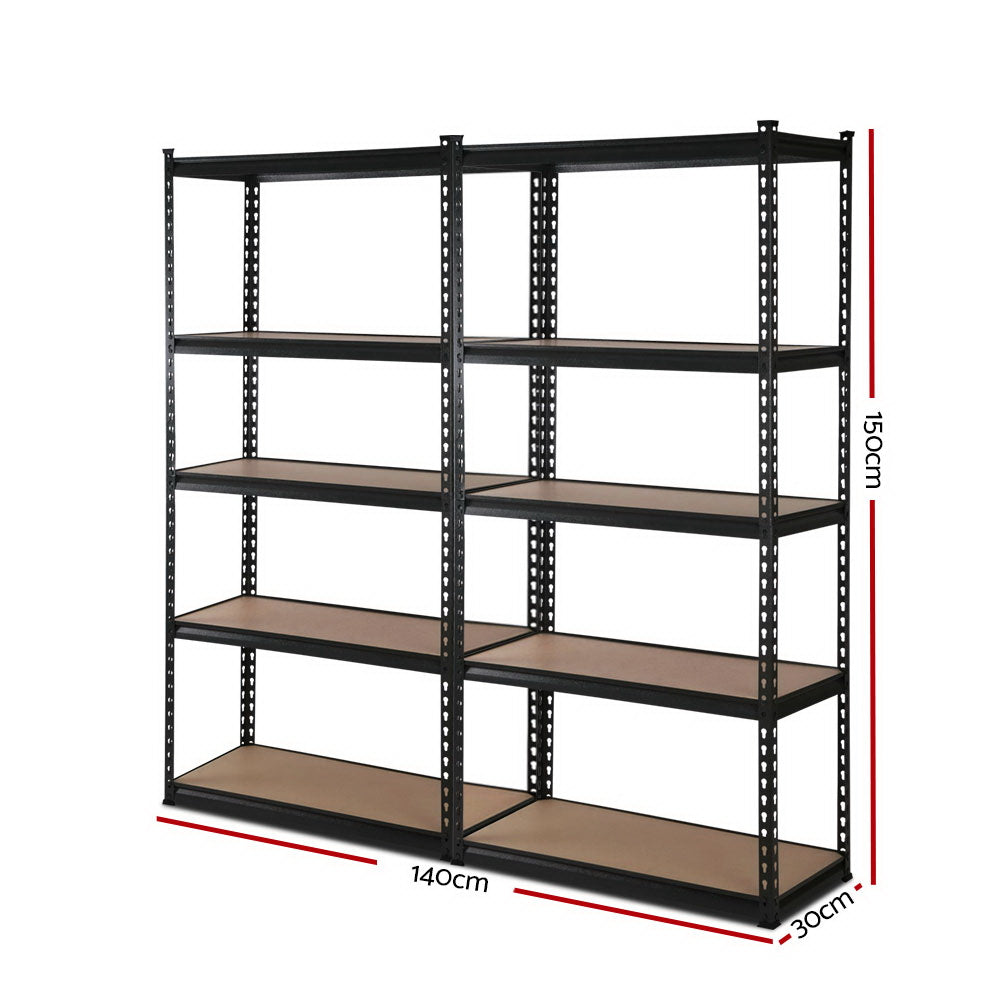 Garage Shelving - Giantz 2x1.5M x 0.7M Garage Shelving Warehouse Rack Pallet Racking Storage Shelve Black