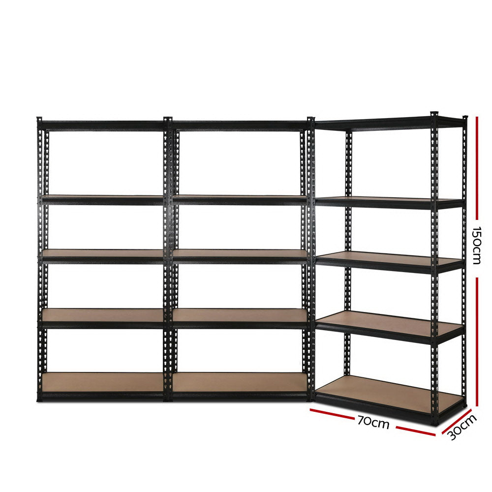 Garage Storage - Giantz 3x1.5M x 0.7M Warehouse Shelving Racking Storage Garage Shelves Rack- Black