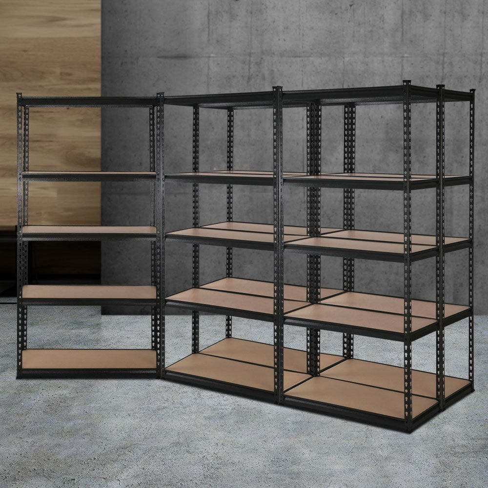 Garage Shelving - Giantz 5x1.5M x 0.7M Garage Shelving Warehouse Rack Pallet Racking Storage Shelve Black