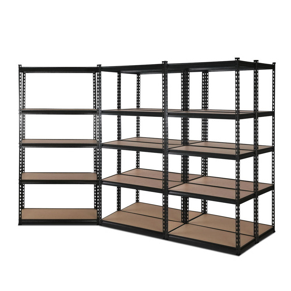 Garage Shelving - Giantz 5x1.5M x 0.7M Garage Shelving Warehouse Rack Pallet Racking Storage Shelve Black