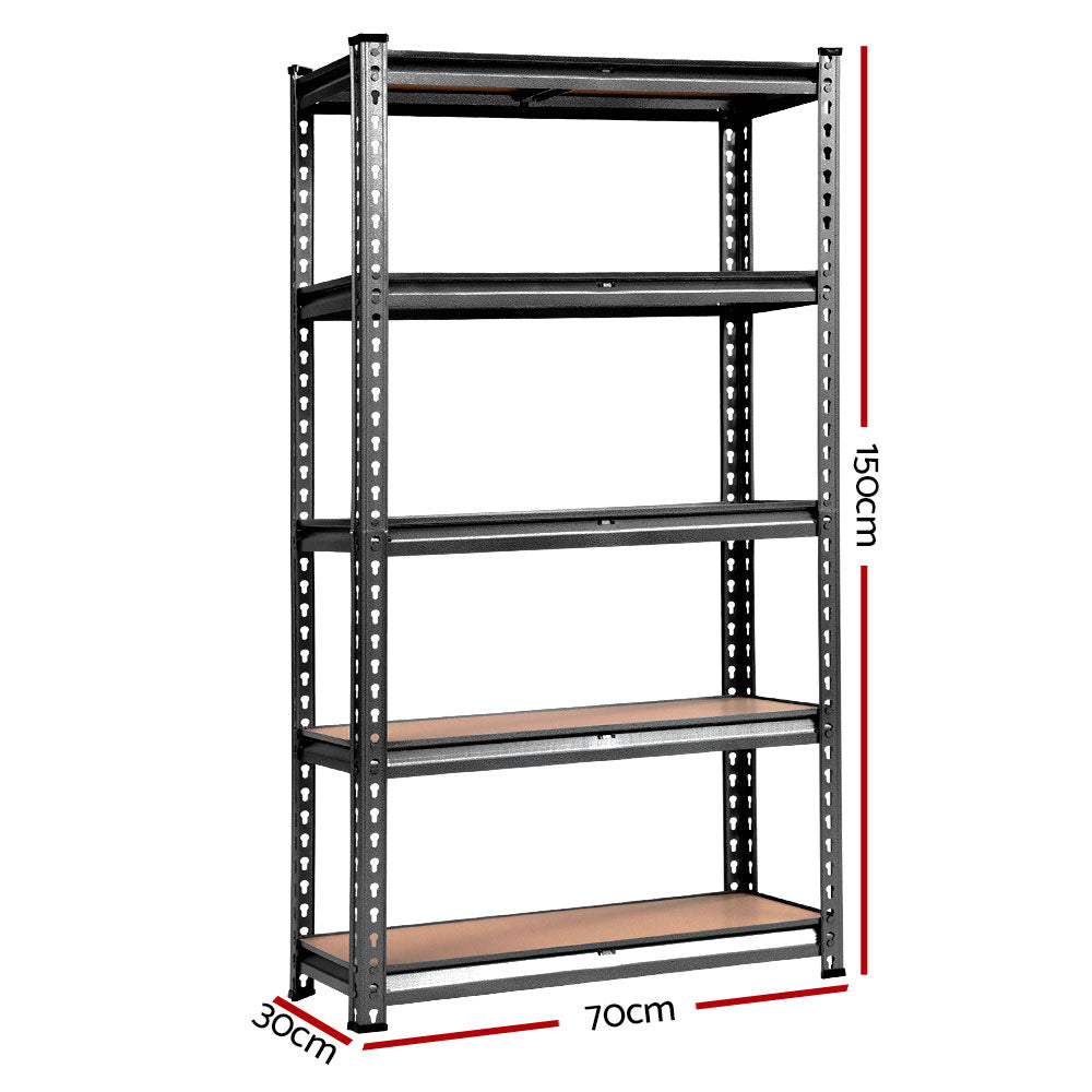 Garage Shelving - Giantz 5x1.5M x 0.7M Garage Shelving Warehouse Rack Pallet Racking Storage Charcoal