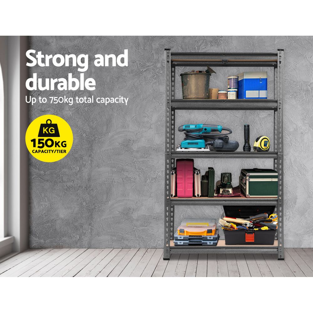 Garage Shelving - Giantz 5x1.5M x 0.7M Garage Shelving Warehouse Rack Pallet Racking Storage Charcoal