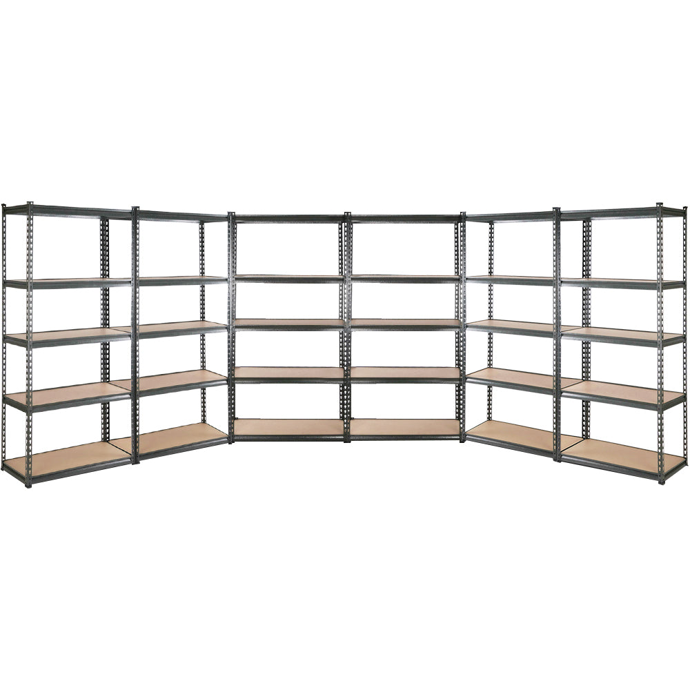 Garage Shelving - Giantz 6X1.5M x 0.7M Garage Shelving Warehouse Rack Pallet Racking Storage Shelves Charcoal