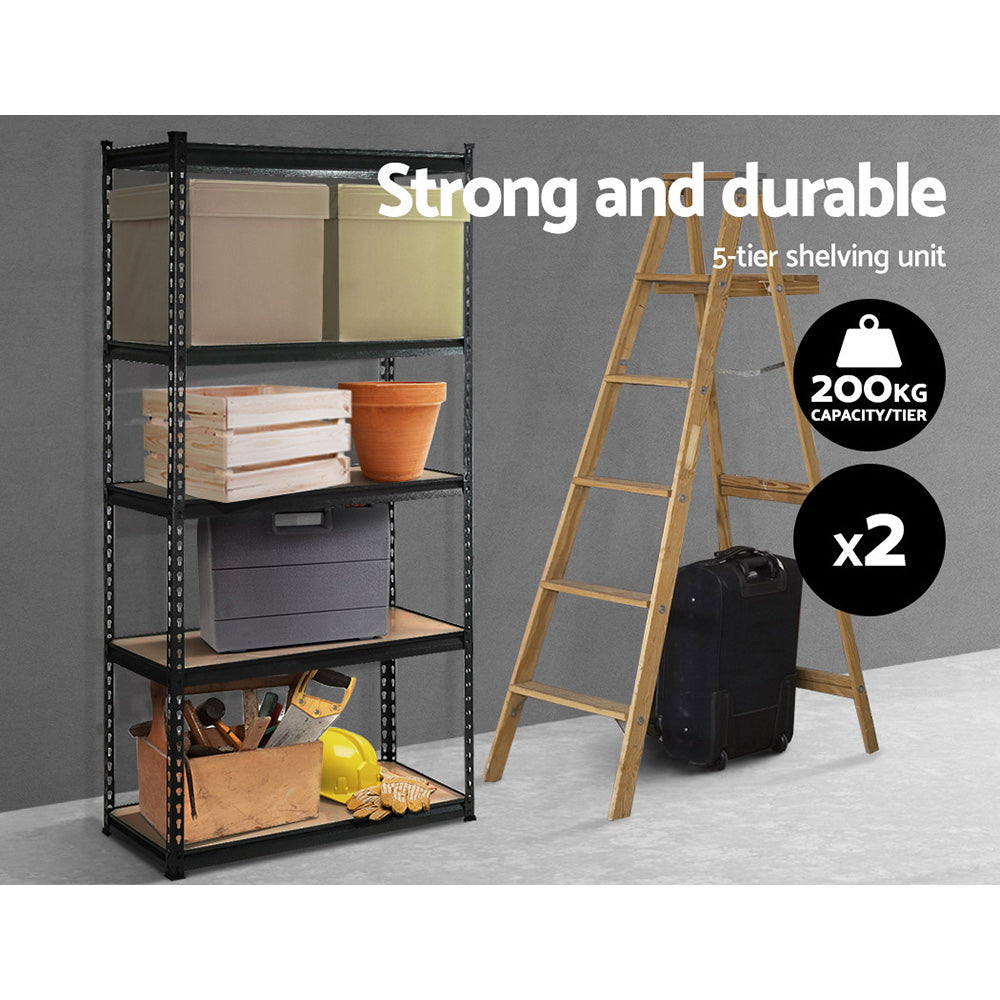 Garage Shelving - Giantz 2x1.8M x 0.9m Garage Shelving Warehouse Rack Pallet Racking Storage Shelve Black