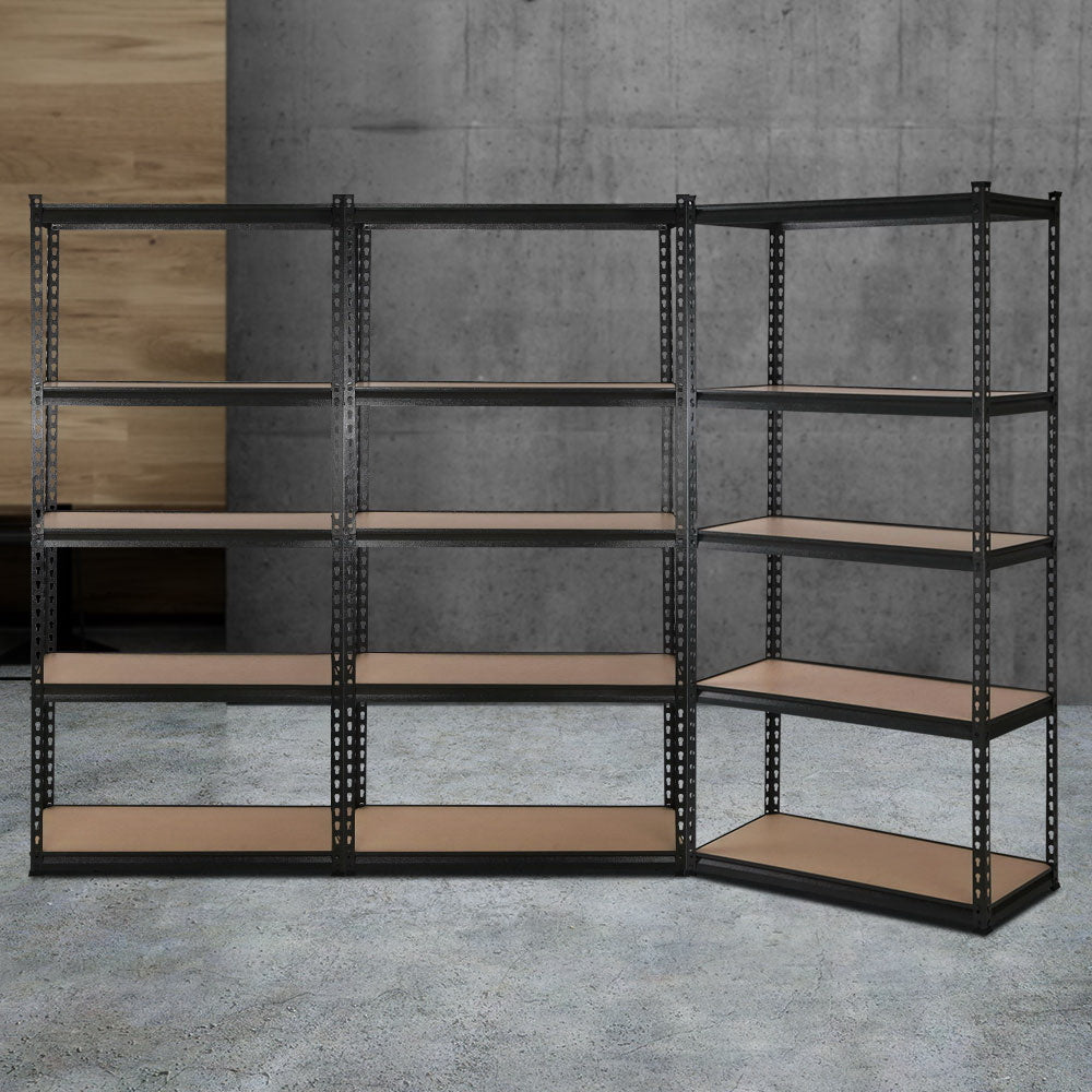 Garage Shelving - Giantz 3x1.8M x 0.9M Garage Shelving Warehouse Rack Pallet Racking Storage Shelve Black