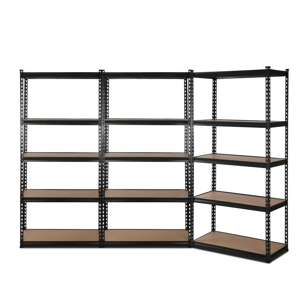 Garage Shelving - Giantz 3x1.8M x 0.9M Garage Shelving Warehouse Rack Pallet Racking Storage Shelve Black