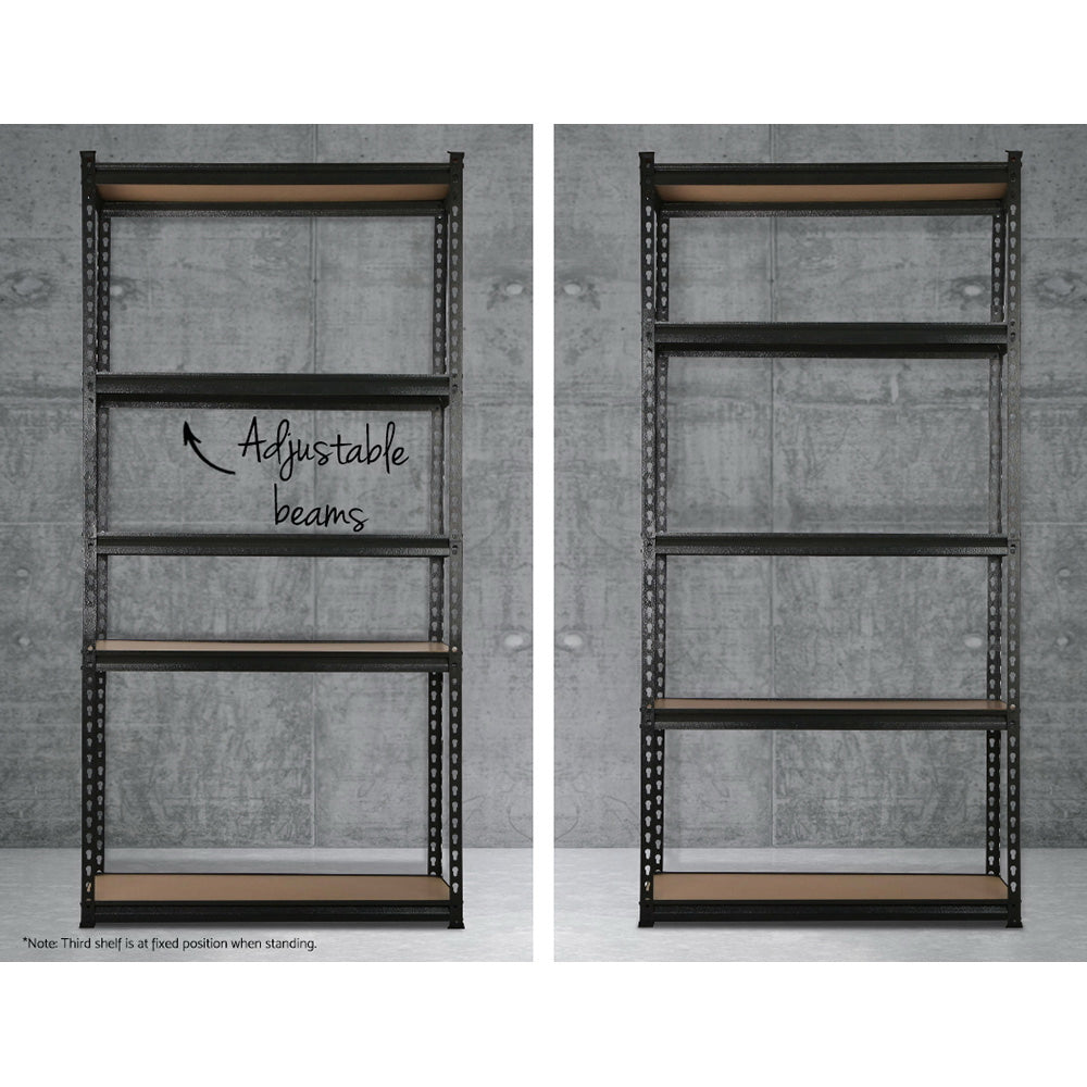 Garage Shelving - Giantz 5x1.8M x 0.9M Garage Shelving Warehouse Rack Pallet Racking Storage Shelve Black