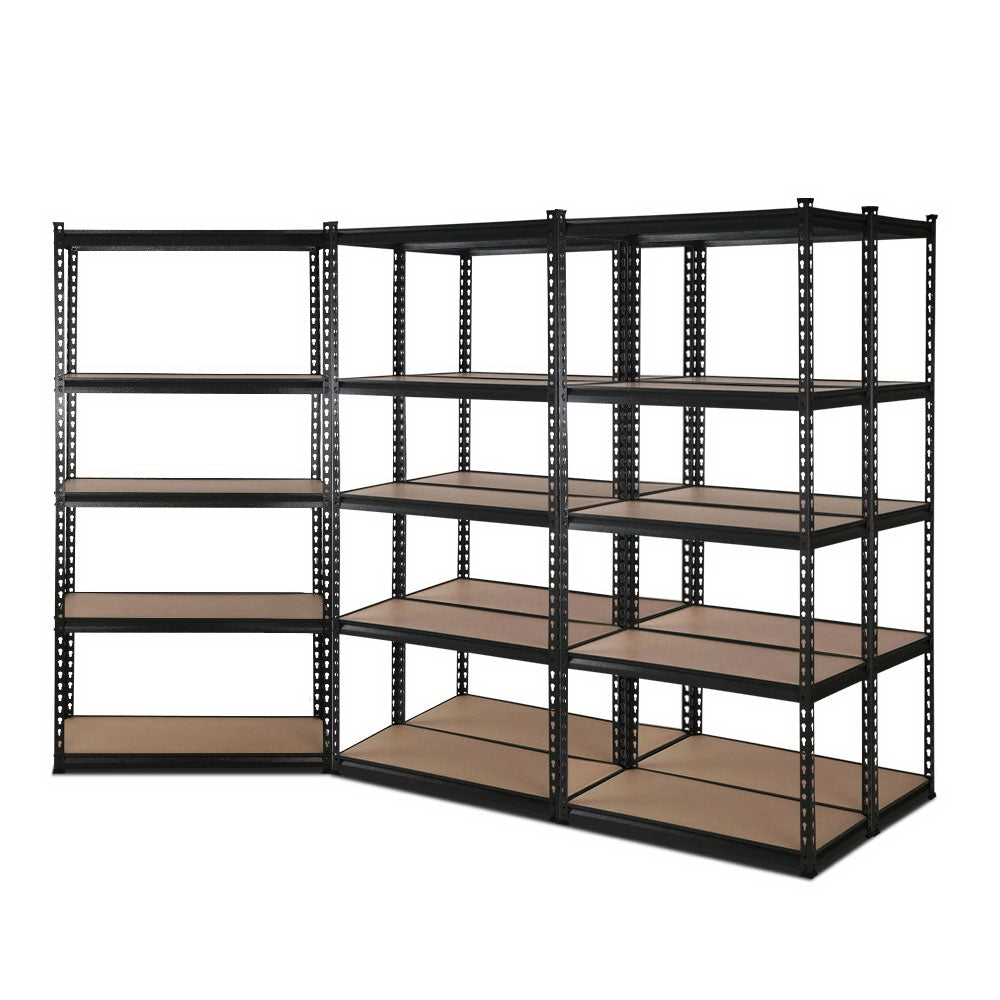 Garage Shelving - Giantz 5x1.8M x 0.9M Garage Shelving Warehouse Rack Pallet Racking Storage Shelve Black