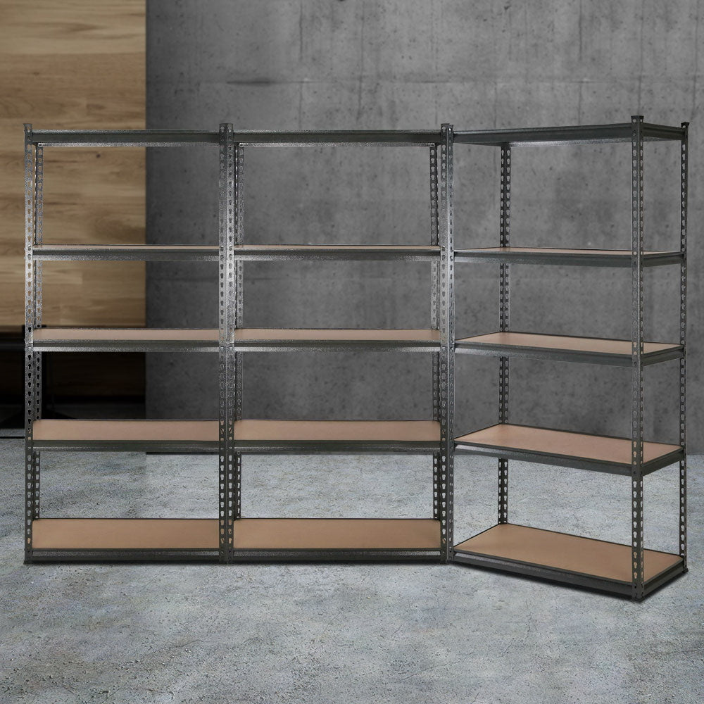 Garage Shelving - Giantz 3x1.8M x 0.9M 5-Shelves Steel Warehouse Shelving Racking Garage Storage Rack Charcoal