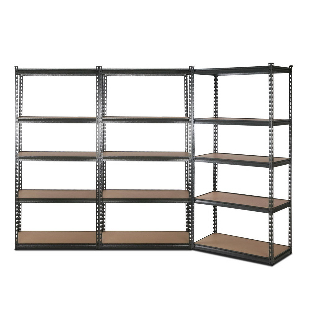 Garage Shelving - Giantz 3x1.8M x 0.9M 5-Shelves Steel Warehouse Shelving Racking Garage Storage Rack Charcoal