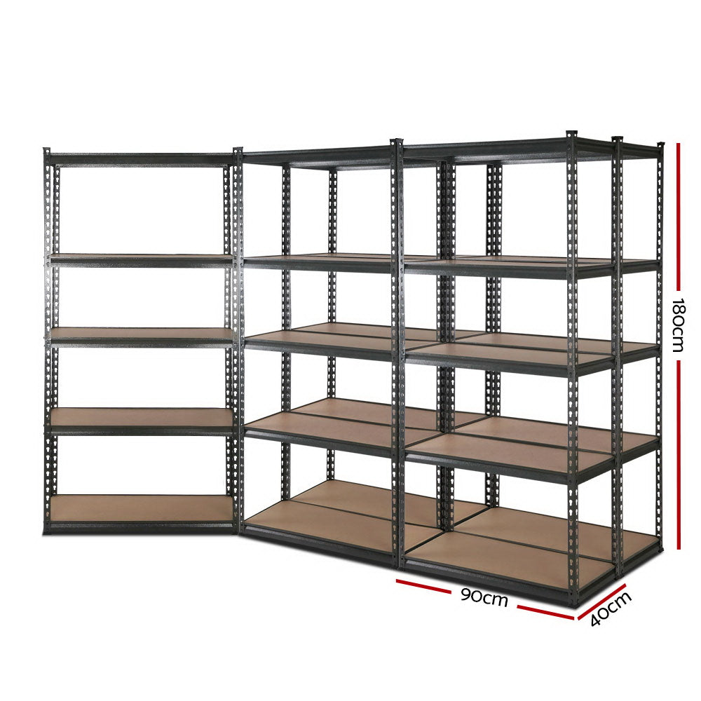 Garage shelving - Giantz 5x1.8M x 0.9M Garage Shelving Warehouse Rack Pallet Racking Storage Charcoal