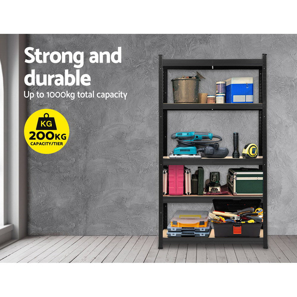 Garage Shelving - Giantz 1.8M x 0.9M Warehouse Racking Rack Shelving Garage Storage Steel Metal Shelves- Black