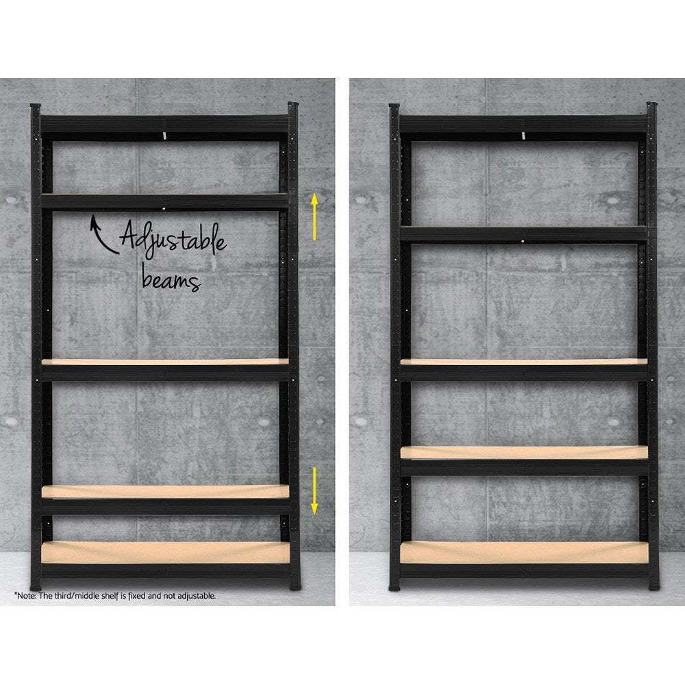 Garage Shelving - Giantz 1.8M x 0.9M Warehouse Racking Rack Shelving Garage Storage Steel Metal Shelves- Black
