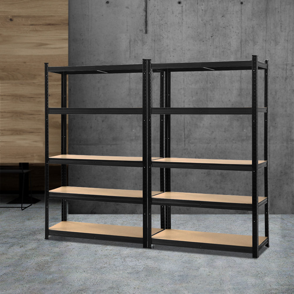 Garage Shelving - Giantz 2x1.8M x 0.9M Garage Shelving Warehouse Rack Pallet Racking Storage Shelf Black