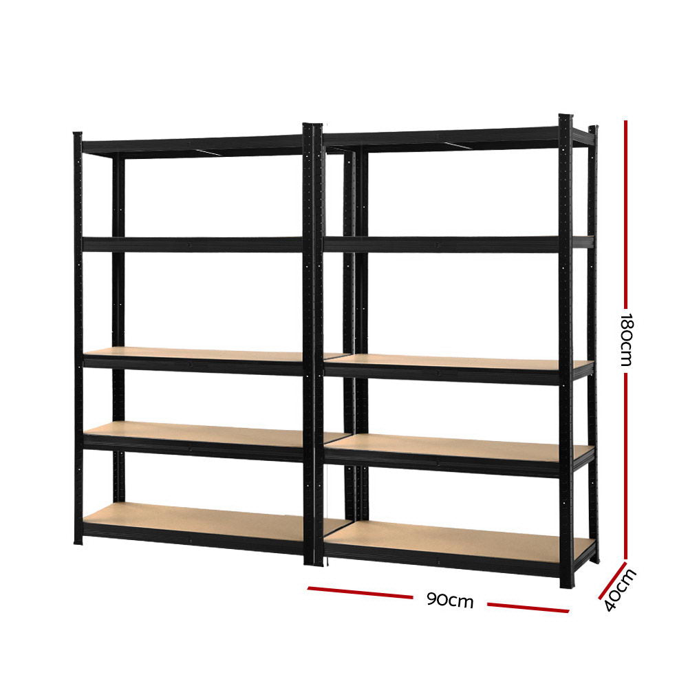 Garage Shelving - Giantz 2x1.8M x 0.9M Garage Shelving Warehouse Rack Pallet Racking Storage Shelf Black