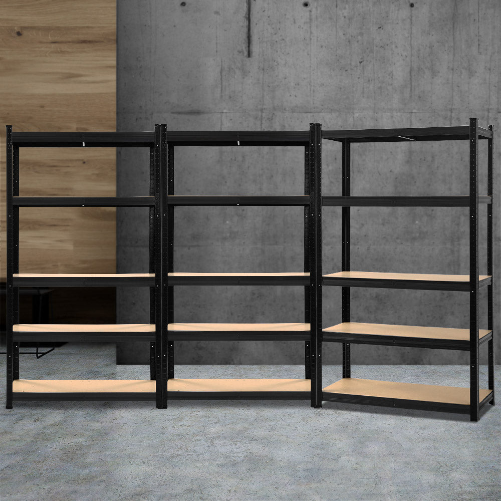 Garage Shelving - Giantz 3x1.8M x 0.9M Garage Shelving Warehouse Rack Pallet Racking Storage Shelf Black